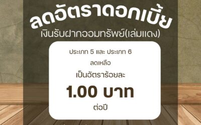 ลดอัตราดอกเบี้ย เงินรับฝากออมทรัพย์พิเศษ(ประเภท 5 และ 6)
